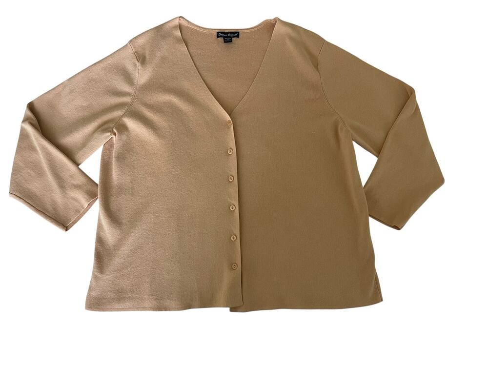 Designers Originals Vintage 2X Yellow V-Neck Knit Cardigan